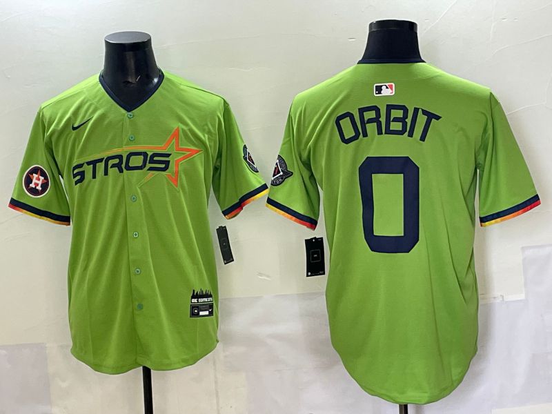 Men 2025 Houston Astros #0 Orbit Green Three generations Joint Name Nike MLB Jersey style 9
